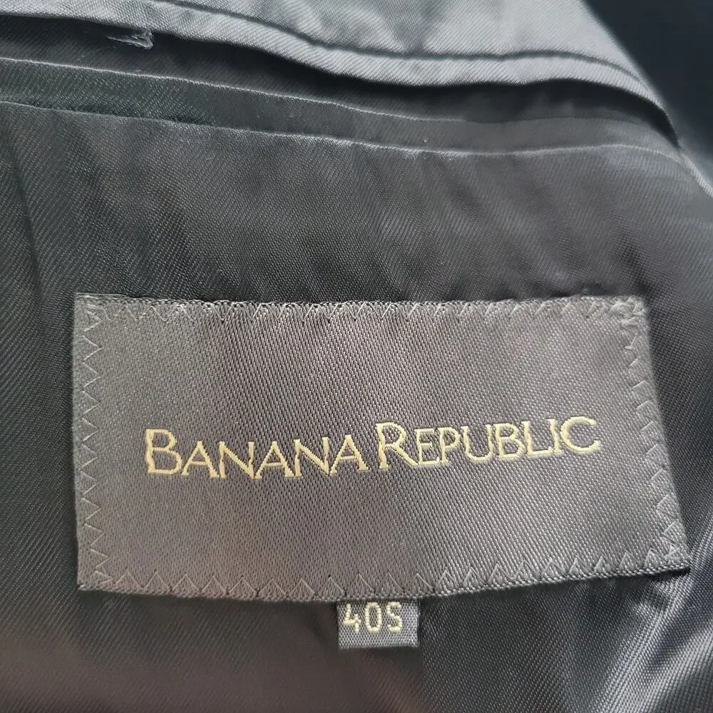 Banana Republic Size 40S Velvet Suit Jacket Black Three Button‎ Formalwear